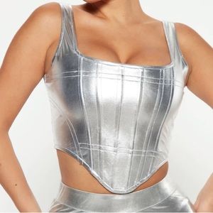 Metallic Silver Corset Top